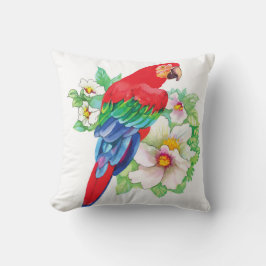 Almofada Travesseiro decorativo quadrado de Macaw vermelho