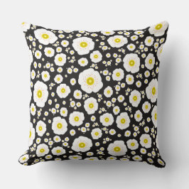 Almofada Travesseiro decorativo Quadrado de Poppies Brancos