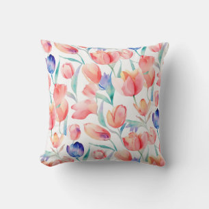 Almofada Travesseiro decorativo Quadrado de Tulipas de Aqua