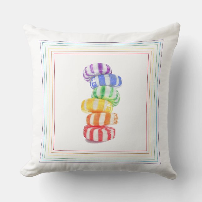 Almofada TRAVESSEIRO DECORATIVO Quadrado DO CANDY RAINBOW (Frente)