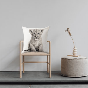 Almofada Travesseiro decorativo Quadrado do Cubo Lion Preto