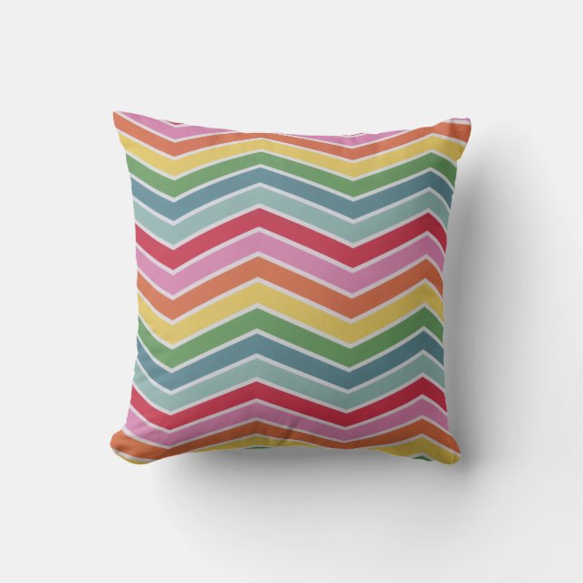 Almofada Travesseiro decorativo Rainbow Chevron (Frente)