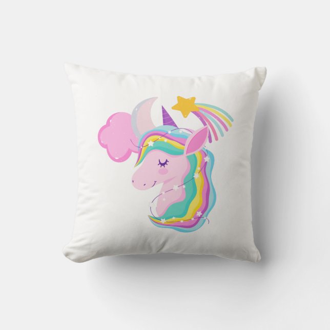 Almofada Travesseiro decorativo Rainbow Unicorn (Frente)