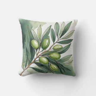 Almofada Travesseiro Decorativo | Ramo de Oliveira em Aquar
