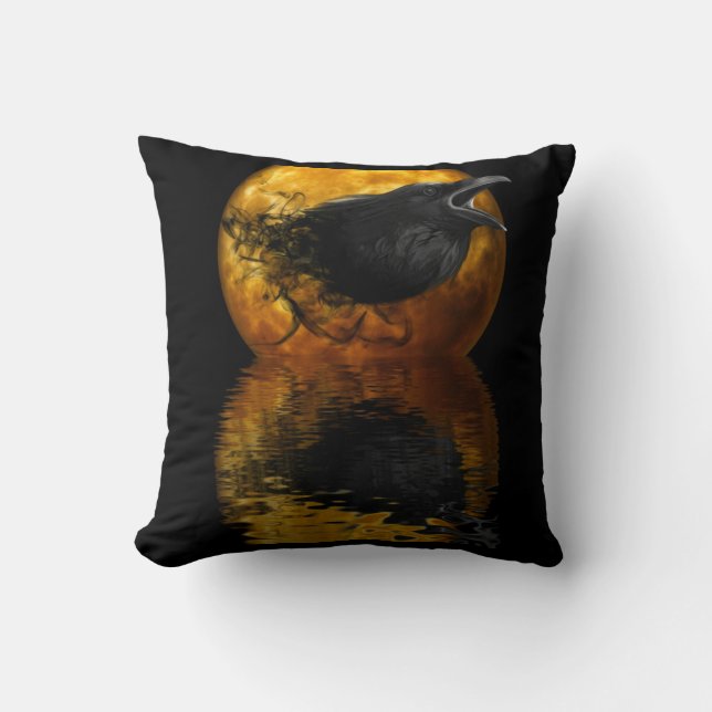 Almofada Travesseiro decorativo Raven & Ouro Moon (Frente)