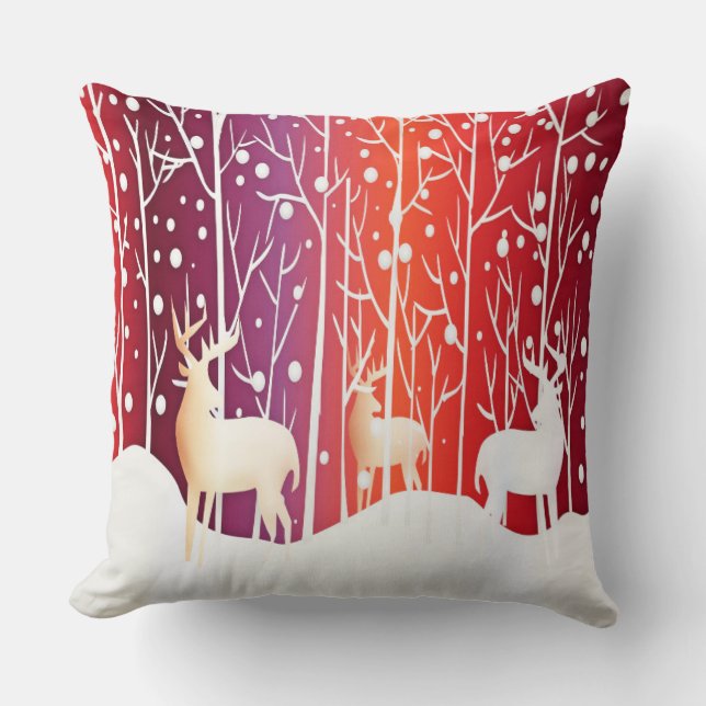 Almofada Travesseiro decorativo Reindeer Snowy Holiday (Frente)