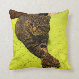 Almofada Travesseiro decorativo Retrato de Cat Arte Moderna