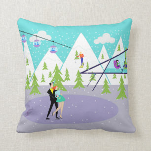 Almofada Travesseiro decorativo retro da estância de esqui
