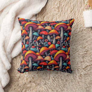 Almofada Travesseiro decorativo Retro Mushroom Whimsy