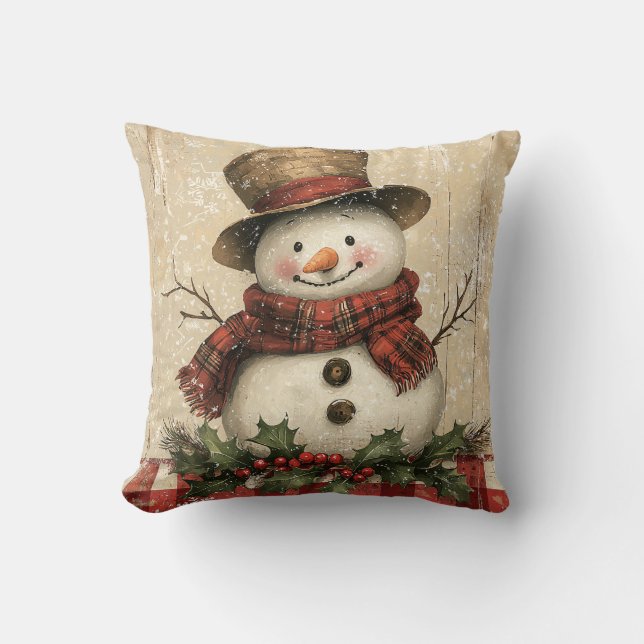 Almofada Travesseiro decorativo Retro Snowman (Frente)
