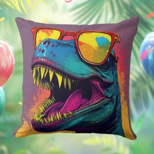 Almofada Travesseiro decorativo Rex Rex do Dinossaur (Transform your child's dinosaur bedroom with our personalized T-Rex throw pillow! )