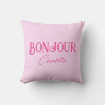 Travesseiro decorativo Rosa Bonjour Bonne Nuit