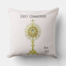 Travesseiro decorativo rosa de primeira comunhão d