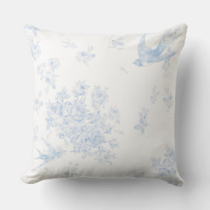Almofada Travesseiro decorativo Rosa e pássaro azul