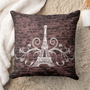 Almofada Travesseiro decorativo Rosa Eiffel Toalha Grunge