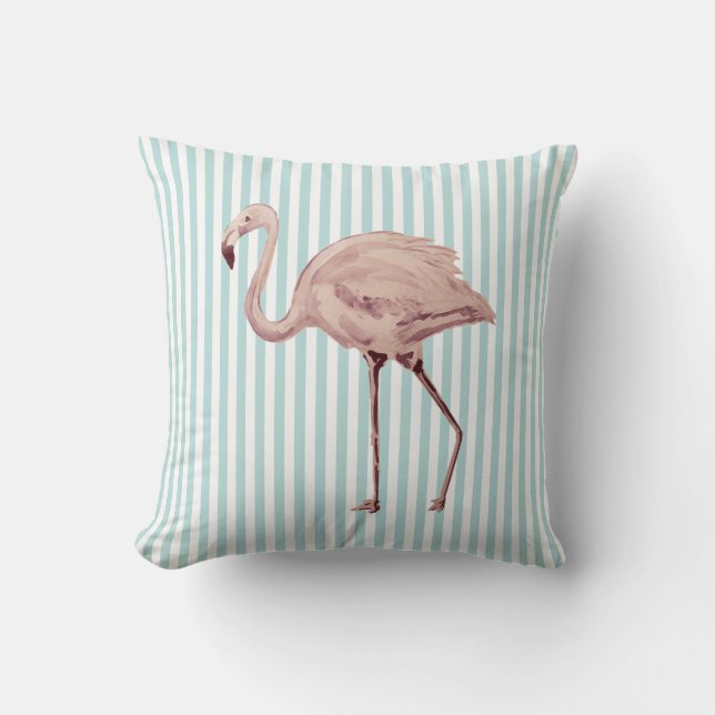 Almofada Travesseiro decorativo rosa Flamingo Teal e White  (Frente)