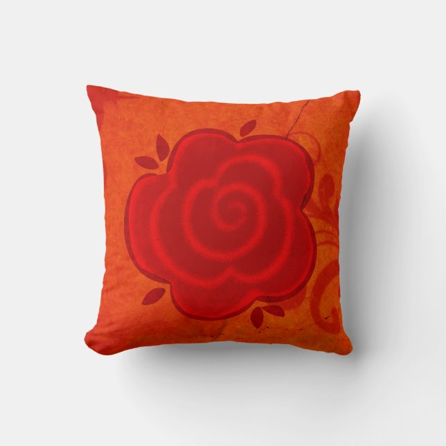 Almofada Travesseiro decorativo rosa vermelha (Frente)