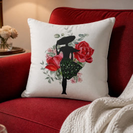 Almofada Travesseiro Decorativo Rosa Vermelha e Moda