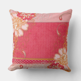 Almofada Travesseiro decorativo Rosa Vermelho Floral Quadra