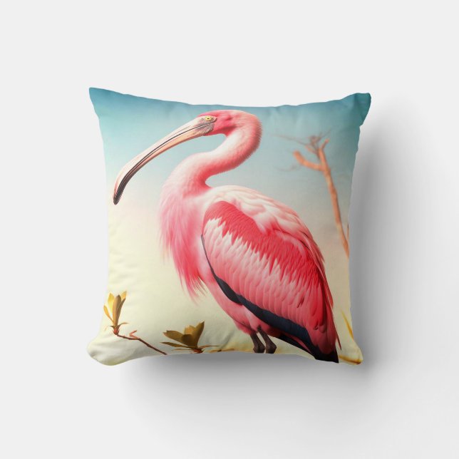 Almofada Travesseiro decorativo Roseate Spoonbill (Frente)