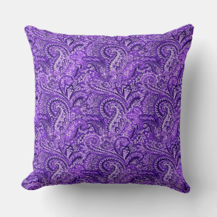 Almofada Travesseiro decorativo roxo clássico de Paisley