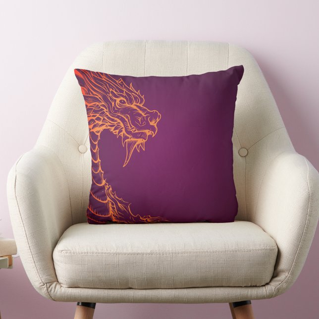 Almofada Travesseiro decorativo roxo com Impressão de Dragã (Criador carregado)