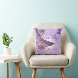 Almofada Travesseiro decorativo roxo da borboleta
