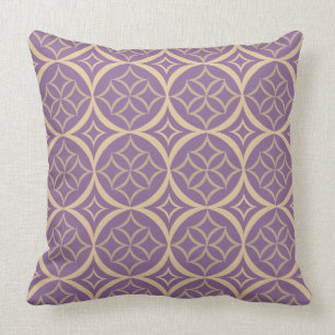 Almofada Travesseiro decorativo roxo e bege do teste padrã