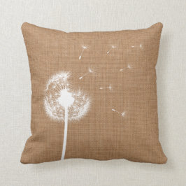 Almofada Travesseiro decorativo Rustic Burlap Dandelion