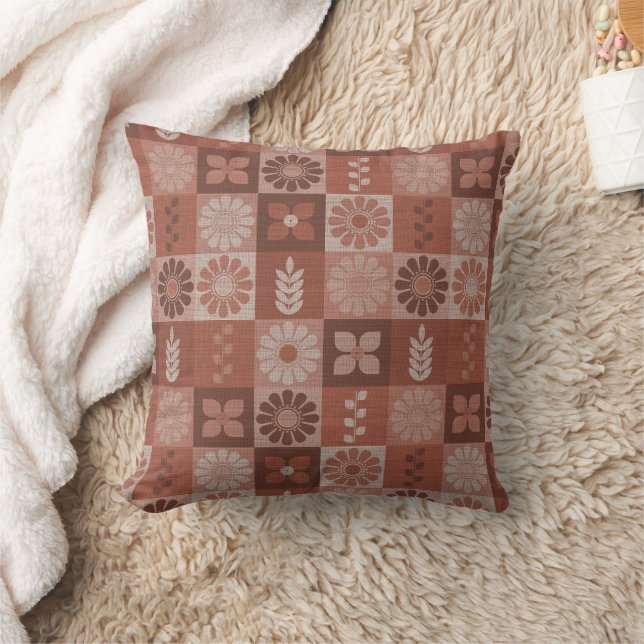 Almofada Travesseiro decorativo Rustic Orange Brown Burlap  (Cobertor)
