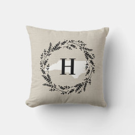 Almofada Travesseiro decorativo Rustic Wreath Monograma da