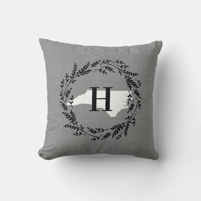 Almofada Travesseiro decorativo Rustic Wreath Monograma da  (Frente)