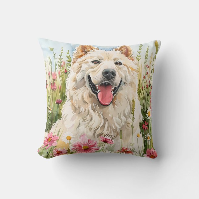 Almofada Travesseiro Decorativo – Samoyed Aquarela (Frente)