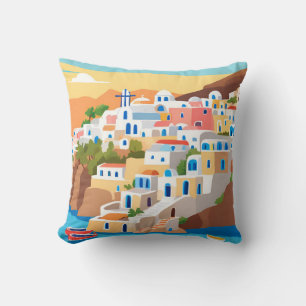 Almofada Travesseiro decorativo Santorini, Grécia de arte