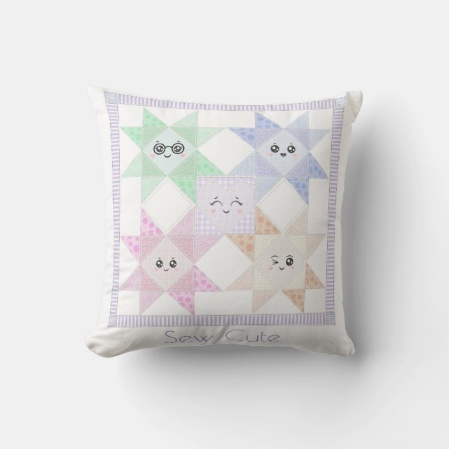 Almofada Travesseiro decorativo Sew happy (Frente)