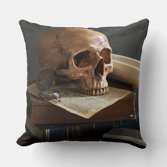 Almofada Travesseiro decorativo Skull on Books (Frente)
