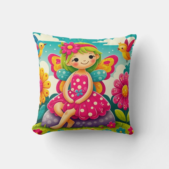 Almofada TRAVESSEIRO DECORATIVO - "SMILING FAIRY with BIRDS (Frente)