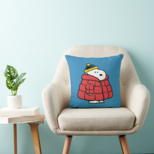 Almofada Travesseiro Decorativo Snoopy Inverno Casaco Infla
