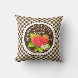 Almofada Travesseiro decorativo Strawberry Brown Gingham