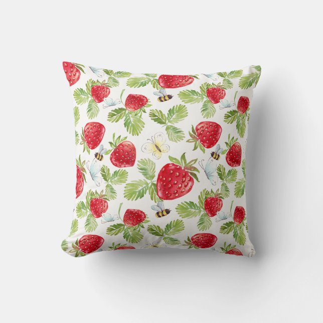 Almofada Travesseiro decorativo Strawberry Buzz 16x16 (Frente)