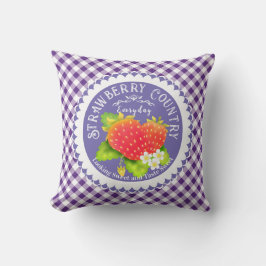 Almofada Travesseiro decorativo Strawberry Purple Gingham