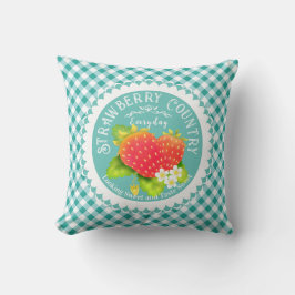 Almofada Travesseiro decorativo Strawberry Teal Gingham