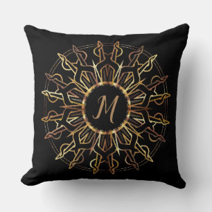 Almofada Travesseiro decorativo Sun Ouro tribal