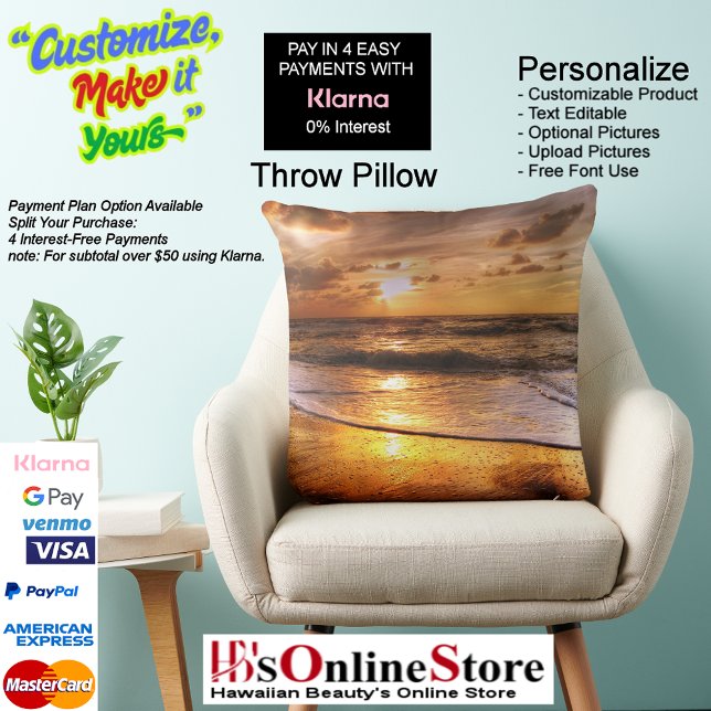 Almofada Travesseiro decorativo Sunset Beach Polyester 44 (Sunset Beach Polyester Large Throw Pillow 44.)