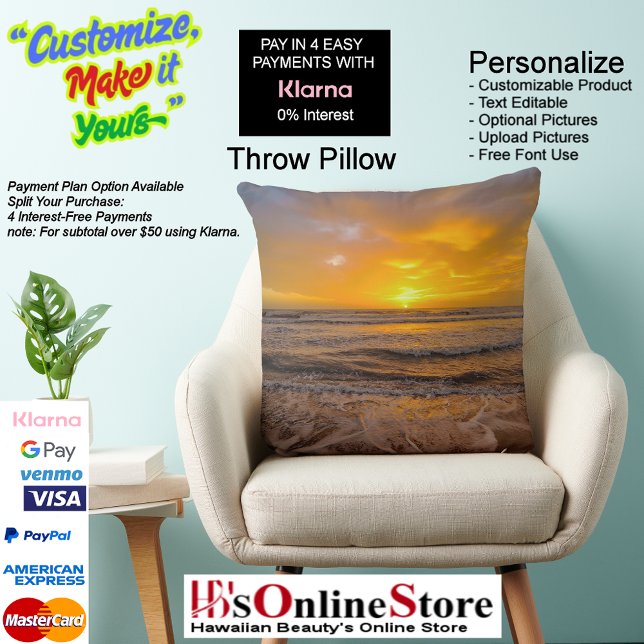 Almofada Travesseiro decorativo Sunset Beach Polyester 46 (Sunset Beach Square Polyester Large Pillow 46.)
