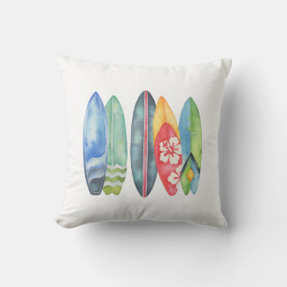 Almofada Travesseiro decorativo Surfboard de Watercolor