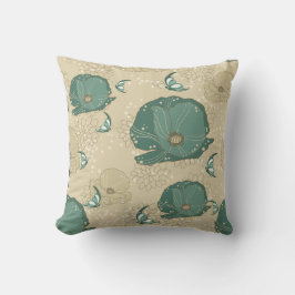 Almofada Travesseiro decorativo Teal Beige Asian Lily Pad