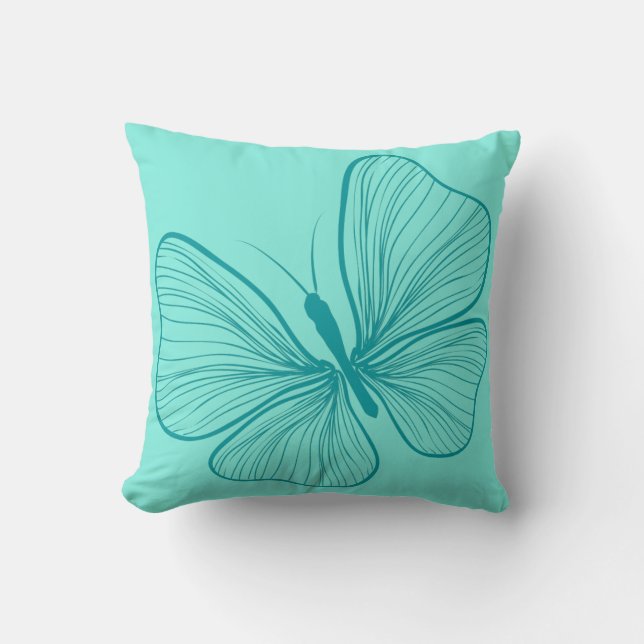 Almofada Travesseiro decorativo Teal Butterfly (Frente)
