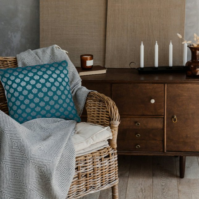 Almofada Travesseiro decorativo Teal Damask (Criador carregado)