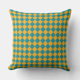 Almofada Travesseiro decorativo Teal & Mustard Harlequin